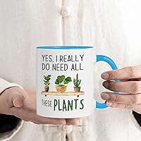 Yes I Really Do Need All These Plants Coffee Mugs 11oz Succulent Bouquet' Southwestern Floral Cute Coffee Mugs Cups Gift for Co-Worker Ceramic White Blue