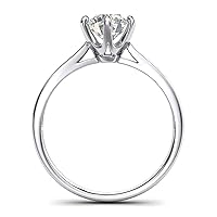Pure 14k white gold 2.0 CT Classic 6-Prong Solitaire Simulated Diamond Engagement Ring Promise Bridal Wedding Ring