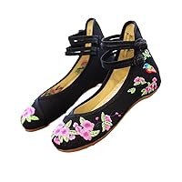 Flower Bird Embroidered Women Cotton Cloth Flat Shoes Ladies Vintage Chinese Style Soft Comfortable Ballet Flats