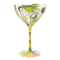 Designs by Lolita Shaken Pina Colada Hand-Painted Artisan Cocktail Glass, 12 Ounce, Multicolor