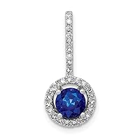 14k White Gold Diamond and Sapphire Pendant Necklace Jewelry for Women