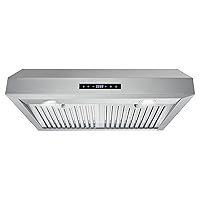 COSMO UMC30 Ducted Under Cabinet Stainless Steel Range Hood with 380 CFM, Permanent Filters & LED Lights, 30 inch