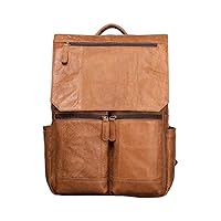 Leather Backpack For Men Large Capacity Cowhide Backpack Mens Travel Backpack For 14 Inch Laptop (Color : Yell