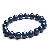 10mm Natural Blue Sapphire Gemstone Round Beads Women Men Rare Bracelet AAAA