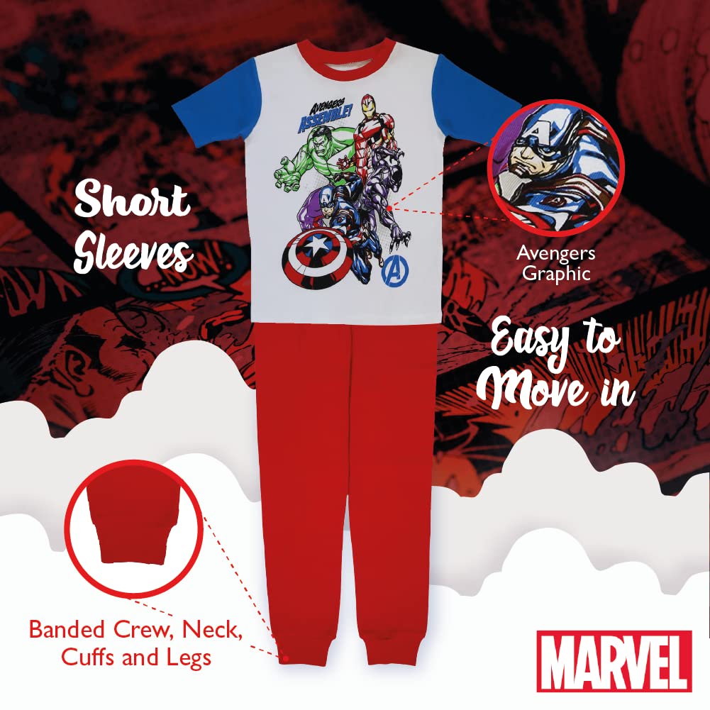 Marvel Boys' The Avengers 2-Piece Snug-Fit Cotton Pajama Set, COMIC HEROES, 8
