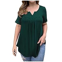 Women's T Shirts Large Slim Loose Solid Color V-Neck Short Sleeve Shirt Mm T-Shirt Top Fashion 2023