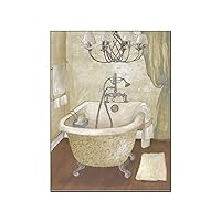 ESyem Posters Light Gray And Cream Clawfoot Tub Towels Victorian Bathroom Decor Canvas Painting Posters And Prints Wall Art Pictures for Living Room Bedroom Decor 12x16inch(30x40cm) Unframe-style