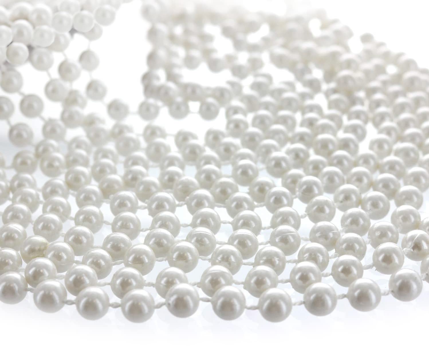 GIFTEXPRESSⓇ 12 PCS White Pearl Bead Necklaces Flapper Beads Party Accessory Party Favor