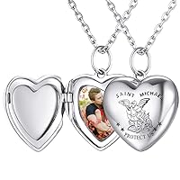 Personalized Photo Locket Necklace, Sterling Silver Girls Jewelry, Heart Wings/Patron Saints/Tree of Life Women Lockets with 18 Inches Neck Chains-Send Delicate Brand Box