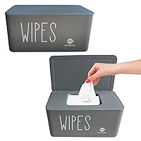 2 Pack Baby Wipes Dispenser,Upgarde Size(8.2L x 4.9W x 3.9H inches),Baby Wipes Container Holder for Bathroom Flushable Wipe Box Dispenser (Wipes Grey)