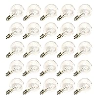 SUNSGNE Clear Globe G40 Bulbs Replacement Screw Base Light Bulbs 1.5-Inch, 5 Watt - Fits E12 and C7 Sockets, 25 Pack
