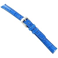 14mm DB Baby Crocodile Grain Blue Padded Stitched Watch Band Strap