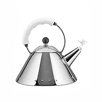 Alessi Michael Graves 9093 Stainless Steel Whistling Kettle, 2 Quarts, White