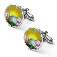 Coloful Easter Eggs Funny Cufflinks Shirt Cuff Links Accessories Business Wedding Jewelry Gift for Men Women