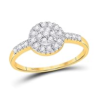 The Diamond Deal 10kt Yellow Gold Womens Round Diamond Cluster Ring 1/5 Cttw