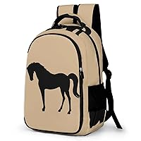 Silhouette Horse Travel Backpack Double Layers Laptop Backpack Durable Daypack for Men Women