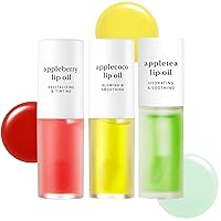 NOONI Appleberry + Applecoco + Appletea Lip Oil Bundle | Korean Skincare, Vegan, Cruelty-free, PETA Certified, Paraben-free, Mineral-Oil free