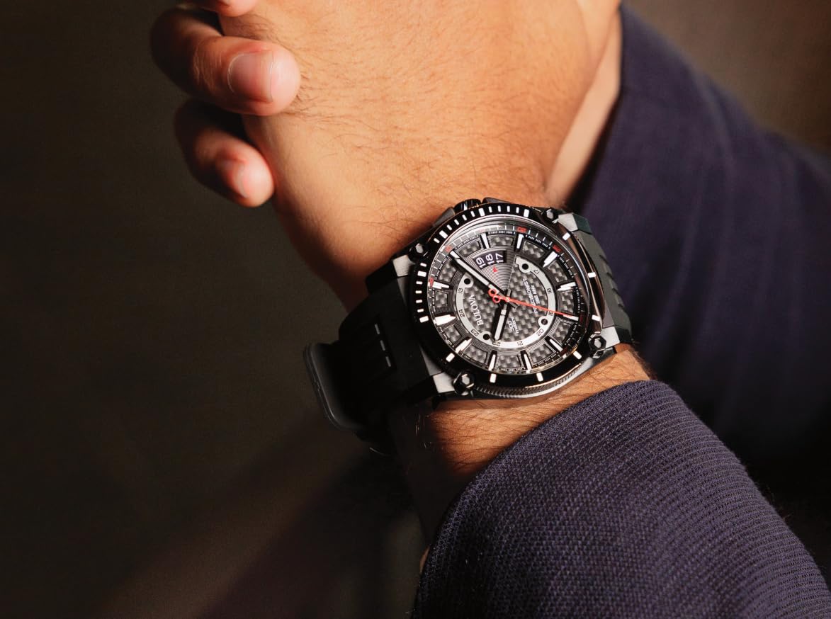 Bulova Men's Icon 3-Hand Calendar Watch with Black Polyurethane Strap, Precisionist, Luminous Markers, 300M WR