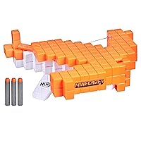 Nerf Minecraft Pillager's Crossbow, Dart-Blasting Crossbow, Includes 3 Elite Darts, Real Crossbow Action, Pull-Back Priming Handle