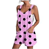 Womens Shorts Jumpers And Rompers With Pockets Casual Summer Classic Heart Polka Dot Camouflage Print Shorts Overalls