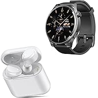 TOZO S5 Smartwatch (Answer/Make Calls) Sport Mode Fitness Watch, Black + T6 Wireless Bluetooth in-Ear Headphones White