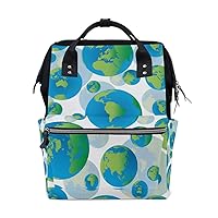 Diaper Bag Backpack Earth Globes Casual Daypack Multi-Functional Nappy Bags