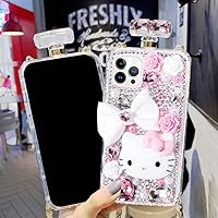 Victor for iPhone 11 Pro Max 6.5 inch Perfume Bottle Case Luxury Bling Diamond Crystal Sparkle Rhinestone Glitter Case 3D Handmade Crown Fox Cover with Chain Lanyard Case for iPhone 11 Pro Max (E)