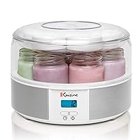 Yogurt Maker - YMX650 Automatic Digital Yogurt Maker Machine with Set Temperature - Includes 7-6 oz. Reusable Glass Jars and 7 Rotary Date Setting Lids for Instant Storage