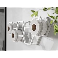 Wood Toilet Paper Holder Toilet Paper Shelf Wood Holder for Toilet Paper Honeycomb (White)