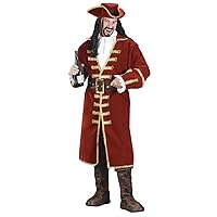 Fun World Men's Captain Black Heart Adult Costume, red, STD. Up to 6' / 200 lbs.