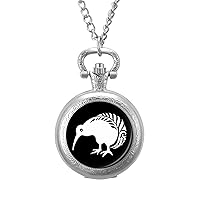 New Zealand Kiwi Fern Personalized Pocket Watch Vintage Numerals Scale Quartz Watches Pendant Necklace with Chain