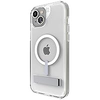 ZAGG Crystal Palace Snap iPhone 15 Plus/ 14 Plus Clear Phone Case w/Built-in Kickstand - Drop Protection (13ft/4m), Durable Graphene, Anti-Yellowing, and Scratch-Resistant MagSafe Phone Case