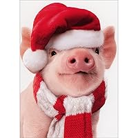 Santa Piglet With Knit Scarf Cute Christmas Card