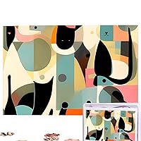 Mid-Century Modern Art Cat Puzzles Personalized Puzzle 1000 Pieces Jigsaw Puzzles from Photos Picture Puzzle for Adults Family (29.5