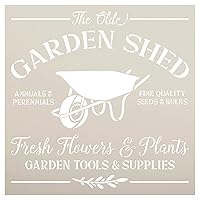 The Olde Garden Shed Stencil by StudioR12 | Fresh Flowers & Plants | Craft DIY Greenhouse Theme Decor | Easy Painting Idea | Select Size (15 x 15 inch)