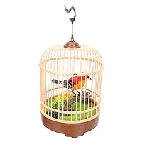 Happyyami Bird Cage Toy Bird Decor Realistic Sounds Singing Bird in a Cage Musical Toy Non-deformable Bird Call Toy Bird Cage Decor Kid Toys Induction Voice Control Bird Plastic