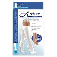 Anti-Embolism Stockings 18 mmHg Knee High Closed Toe Socks, Beige, Medium