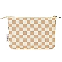 Narwey Small Makeup Bag for Purse Travel Makeup Pouch Cosmetic Bag Zipper Pouch Bags for Women (Light Checkerboard)