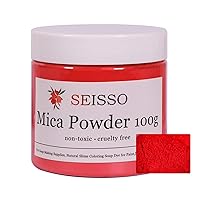 SEISSO Mica Powder - 3.5oz/100g Red Natural Epoxy Resin Dye Color Pigment Powder for Soap Making, Candle Making, Slime, Nail, Paint, Bath Bomb Colorant etc.