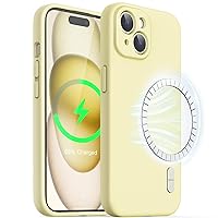 JETech Magnetic Silicone Case for iPhone 15 Plus 6.7-Inch, Compatible with MagSafe, Phone Cover with Camera Lens Full Protection (Yellow)