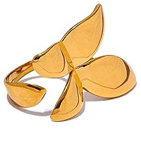 Stainless Steel Butterfly Ring Waterproof 18K PVD Plated Metal Finger Jewelry