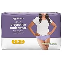 Amazon Basics Incontinence & Postpartum Underwear for Women, Maximum Absorbency, Small, 24 Count, Lavender (Previously Solimo)