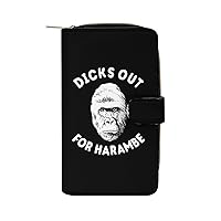 Dicks Out for Harambe Purse for Women Large Capacity Zip Around Travel Clutch Wallet with Compartment