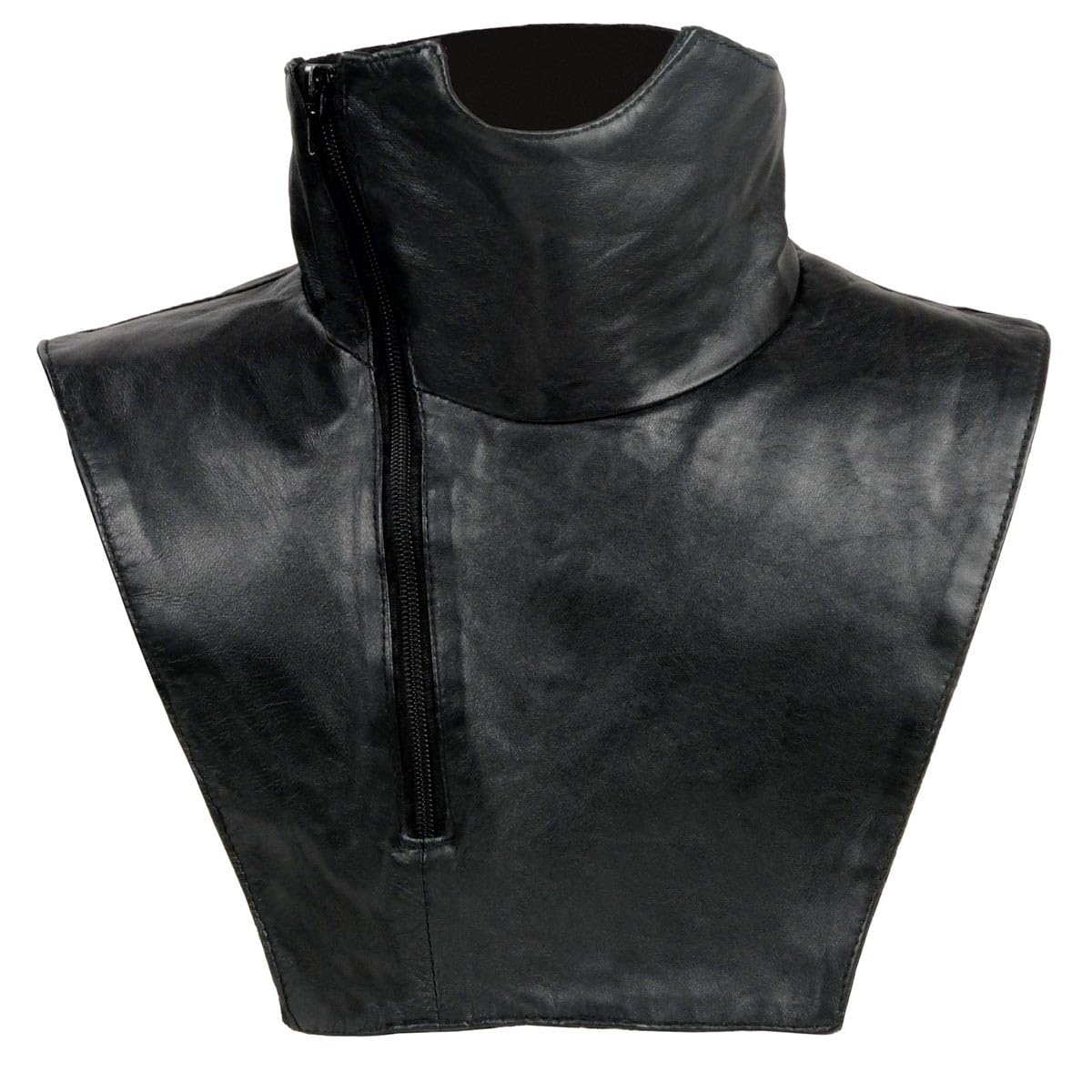 Milwaukee Leather Unisex Black Premium Leather Neck Warmer with Fleece Liners for Cold Weather