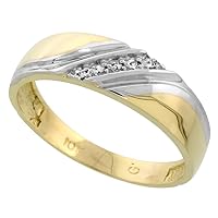 10k Yellow Gold Diamond Engagement Ring Women 0.05 cttw Brilliant Cut 3/16 inch 4.5mm wide