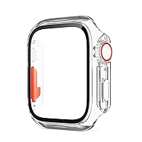 CZKE PC Hard Case for Apple Watch Cover Screen Protector 45MM 41MM 8/7/6/SE/5/4 Cover Tempered Glass Screen Protector for iWatch 40MM 44MM (Color : Transparent, Size : 41mm)