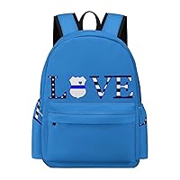 Blue Line Love Police Backpack Printed Laptop Backpack Shoulder Bag Business Bags Daily Backpack for Women Men