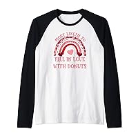 Most Likely To Fall In Love With Donuts Funny Valentines Day Raglan Baseball Tee
