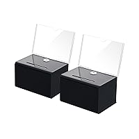 KYODOLED Acrylic Donation Box with Lock,Ballot Box with Sign Holder,Suggestion Box Storage Container for Voting, Raffle Box,Tip Jar 6.1