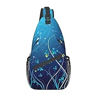 Blue Swirl Sling Backpack, Multipurpose Travel Hiking Daypack Rope Crossbody Shoulder Bag